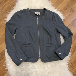 DONATED Loft | Blue Canvas Jacket | Slate Blue w/ Silver Hardware| Size 4 Petite